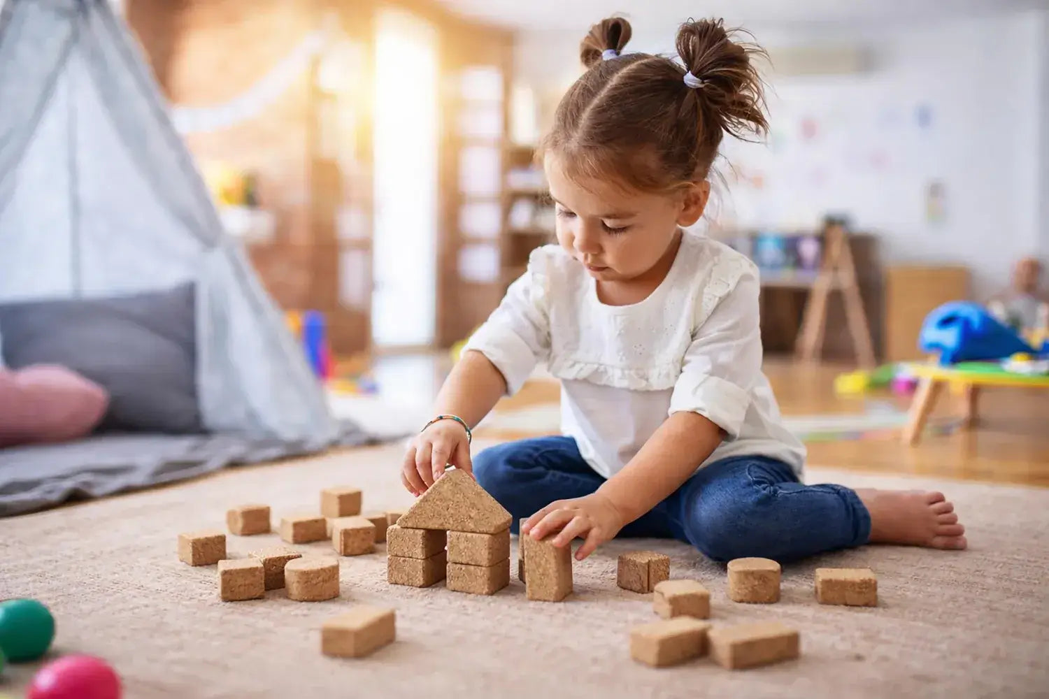 Korkino Bauklötze aus Kork – 44-teiliges nachhaltiges Bauset