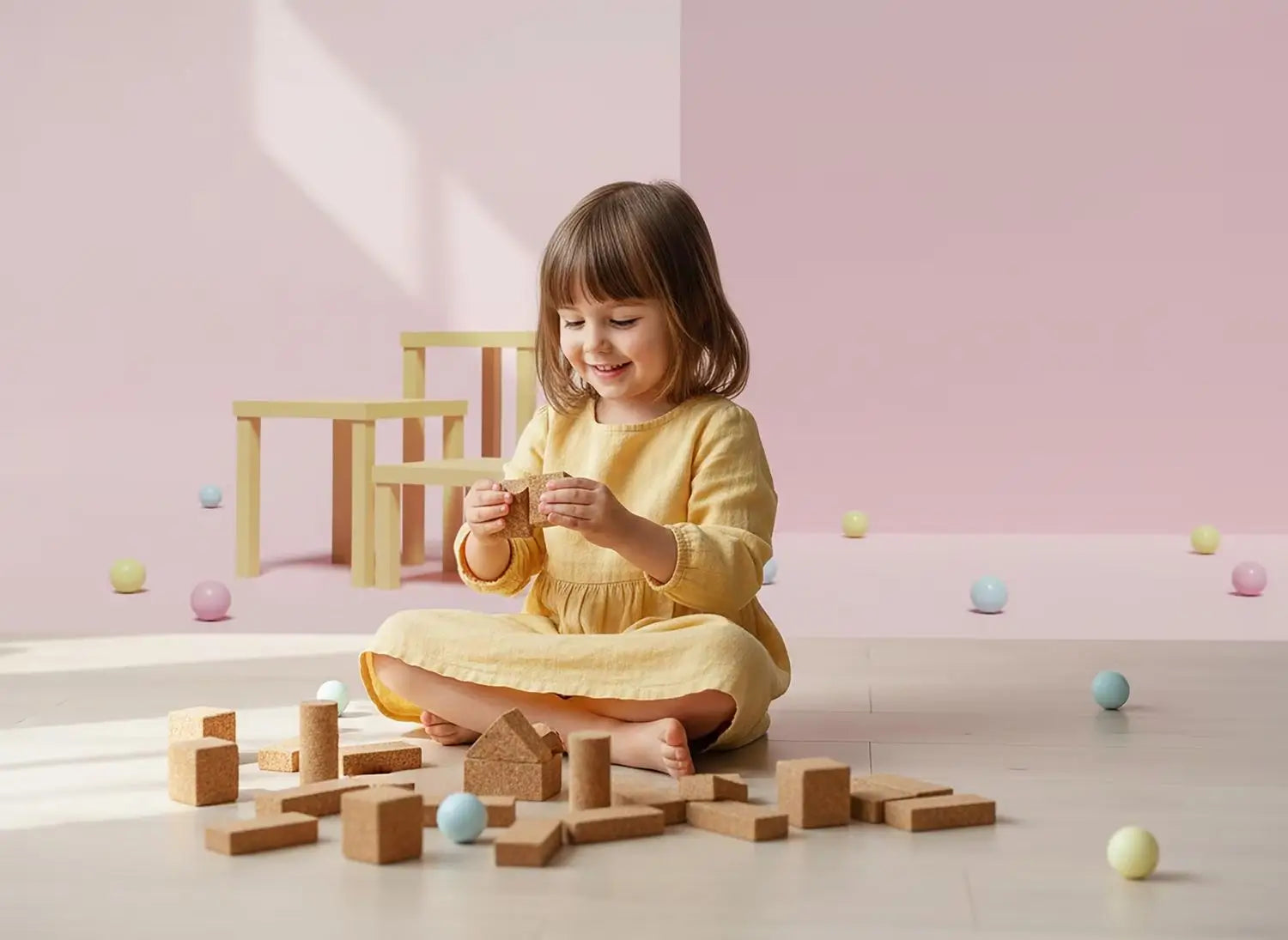 Korkino Bauklötze aus Kork – 44-teiliges nachhaltiges Bauset