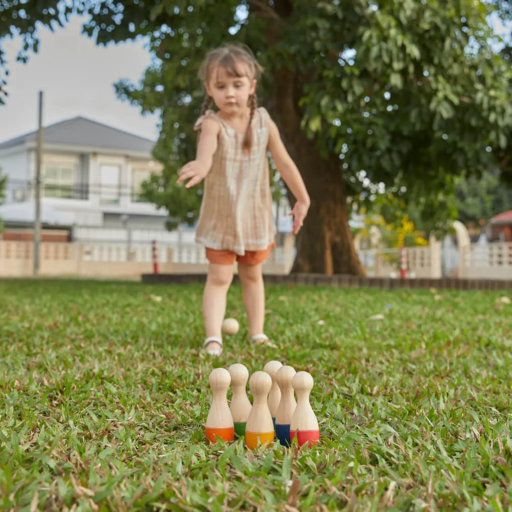 PlanToys Kinder Bowling Set aus Holz - Heldenspielzeug
