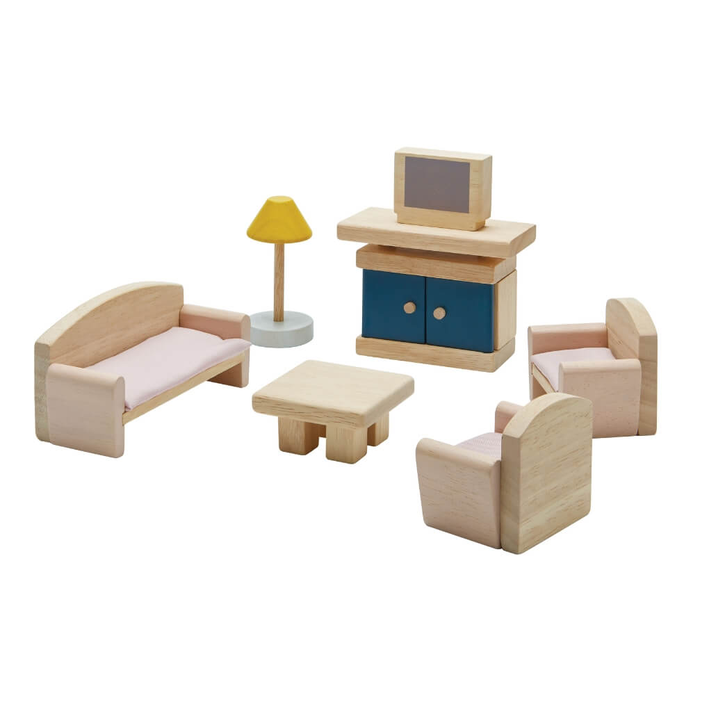 PlanToys Puppenhausmöbel Wohnzimmer Orchard - Heldenspielzeug