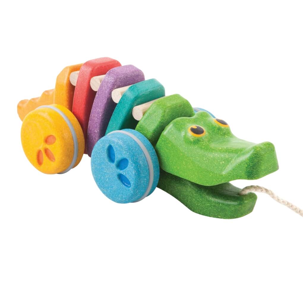 PlanToys Nachziehtier Krokodil Bunt - Heldenspielzeug