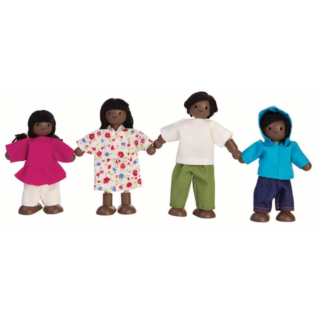 PlanToys Puppenfamilie Puppenhaus Figuren Familie Afrika - Heldenspielzeug