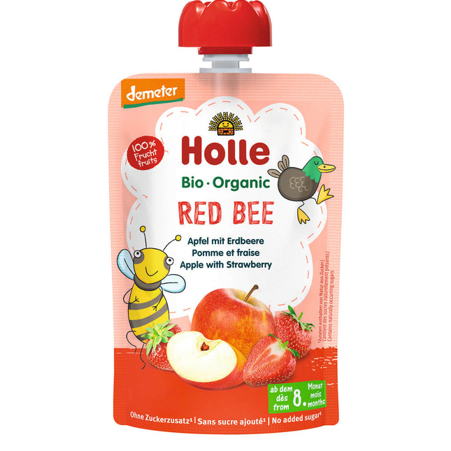 Holle Pouchy Red Bee Demeter Apfel, Erdbeere 100g