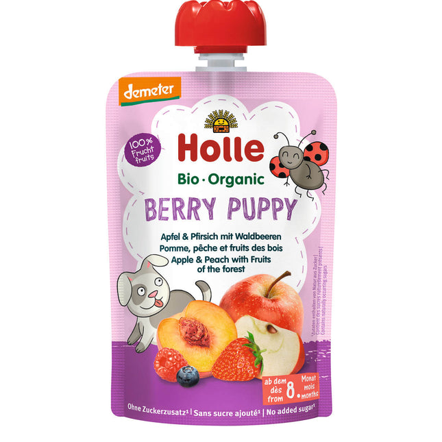 Holle Pouchy Berry Puppy Demeter Apfel, Pfirsich, Waldbeeren 100g