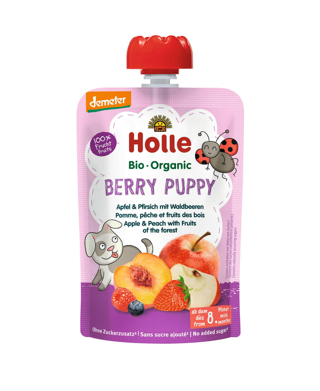 Holle Pouchy Berry Puppy Demeter Apfel, Pfirsich, Waldbeeren 100g