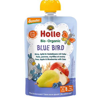 Holle Pouchy Blue Bird Demeter Birne, Apfel, Heidelbeere, Hafer 100g
