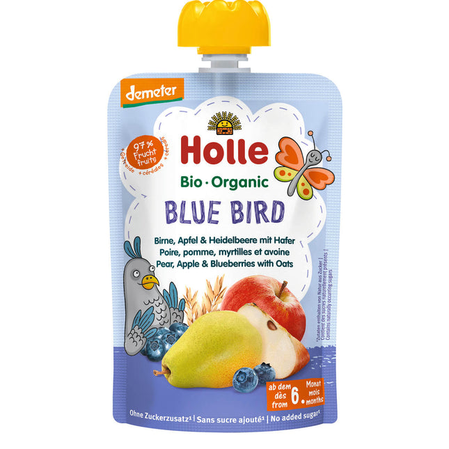Holle Pouchy Blue Bird Demeter Birne, Apfel, Heidelbeere, Hafer 100g