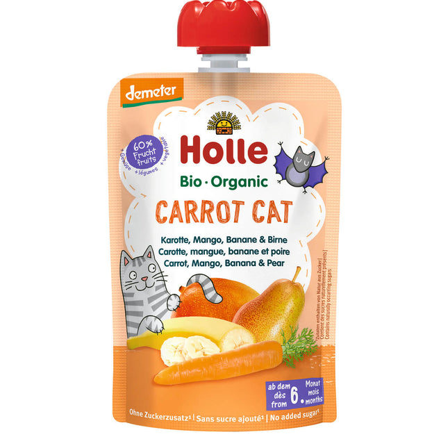 Holle Pouchy Carrot Cat Demeter Karotte, Mango, Banane, Birne 100g