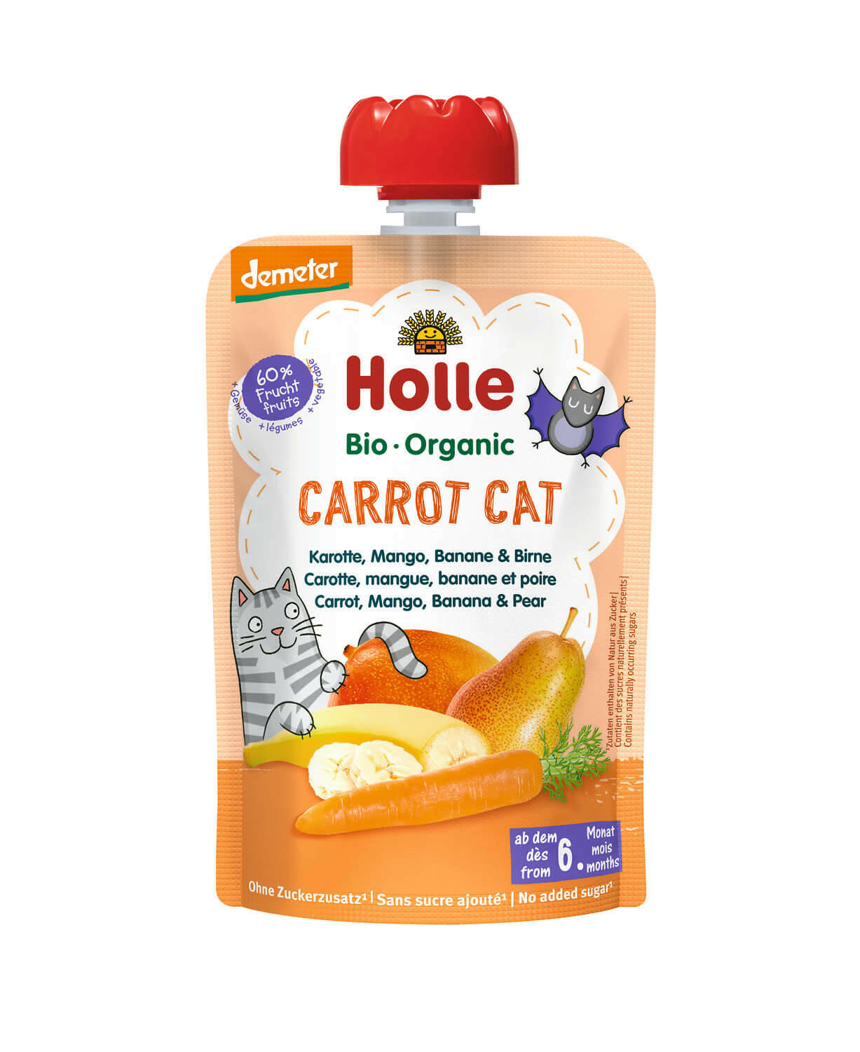 Holle Pouchy Carrot Cat Demeter Karotte, Mango, Banane, Birne 100g