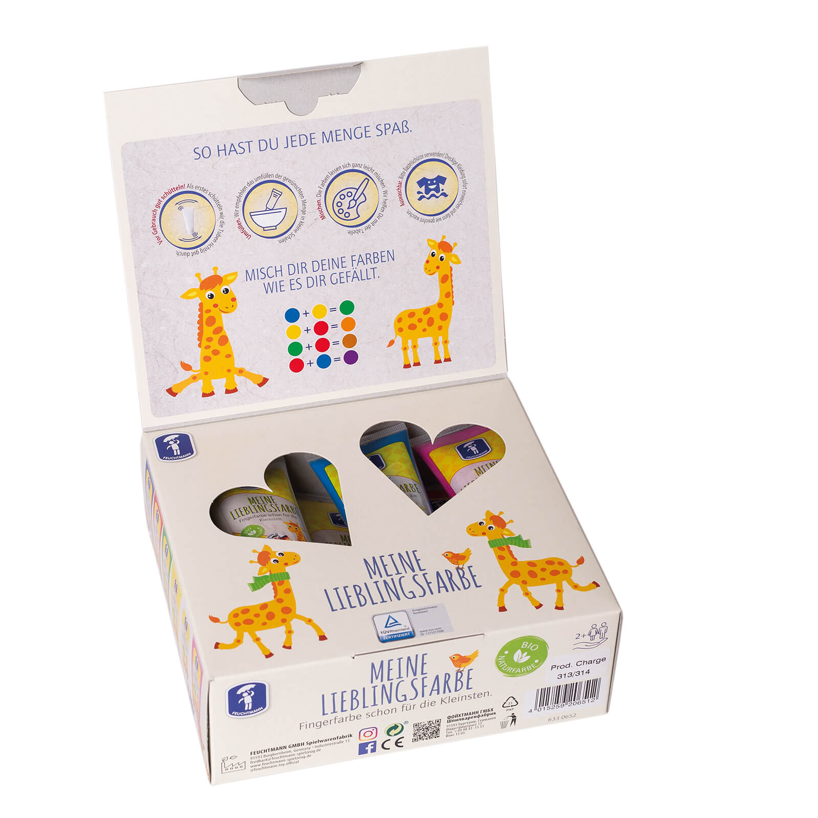 Feuchtmann MEINE LIEBLINGSFARBE –BASIC in Tuben Vegane & Hautfreundliche Fingerfarben für Kinder