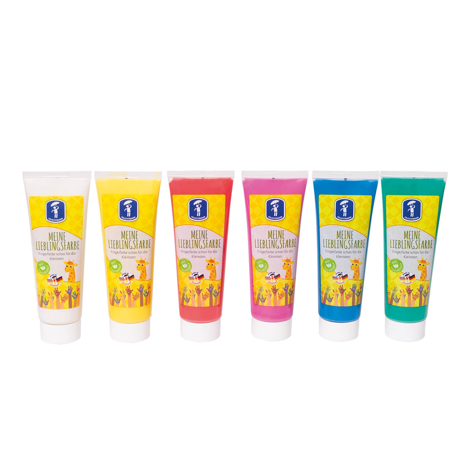 Feuchtmann MEINE LIEBLINGSFARBE –BASIC in Tuben Vegane & Hautfreundliche Fingerfarben für Kinder