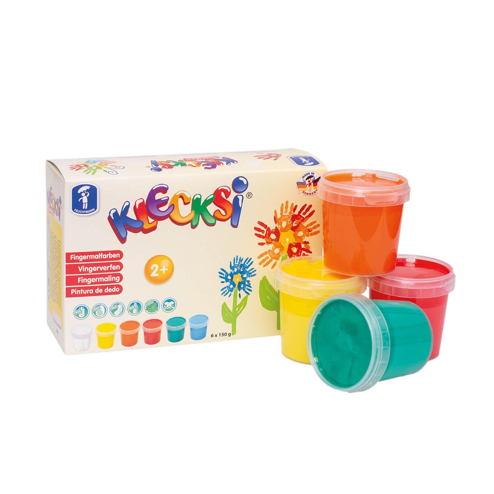 Feuchtmann KLECKSi BASIC MAXI – Auswaschbare Fingerfarben für kreative Kinderhände