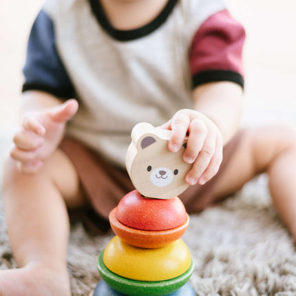 PlanToys Stapelspielzeug Stapelturm aus Holz Bär