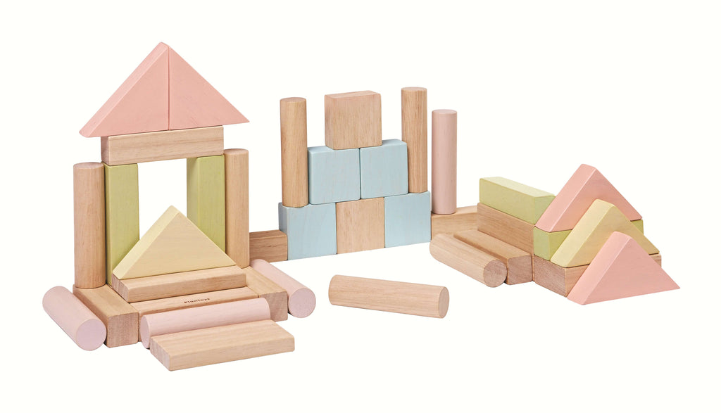 PlanToys Bauklötze Pastell (40 Teile) - Heldenspielzeug