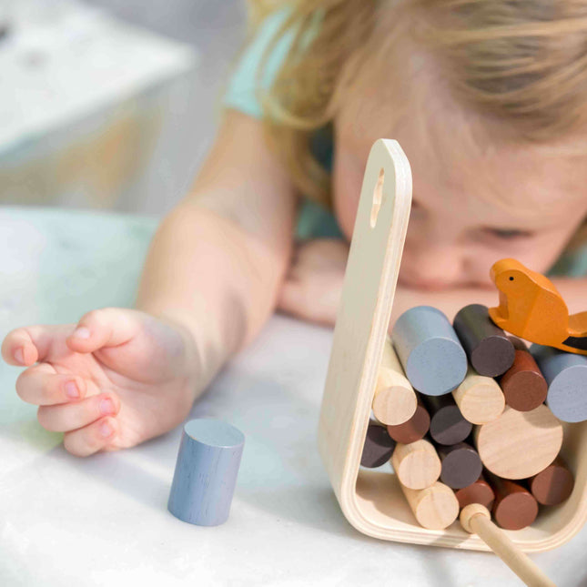 PlanToys Stämme ziehen Geschicklichkeitsspiel Steckspiel