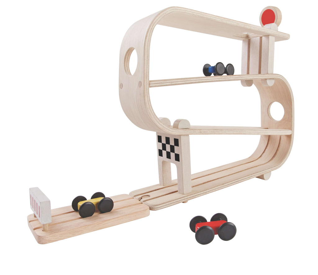 PlanToys Holz Autorennbahn Rampenrenner - Heldenspielzeug