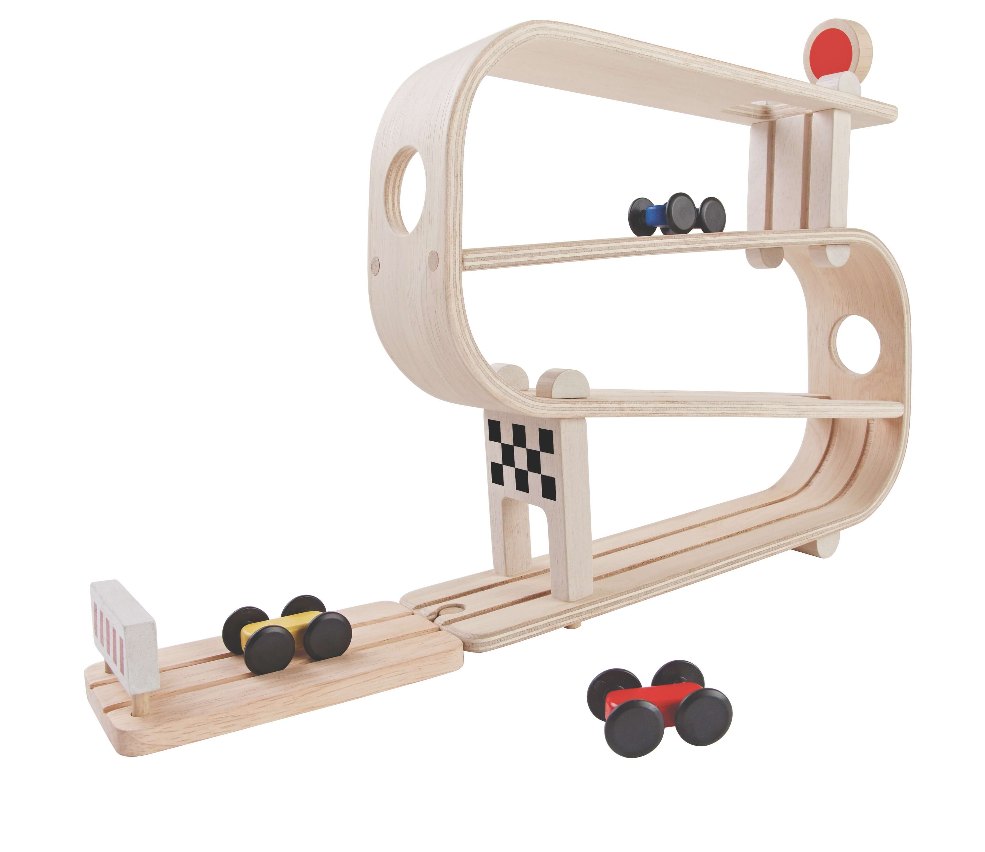 PlanToys Holz Autorennbahn Rampenrenner - Heldenspielzeug