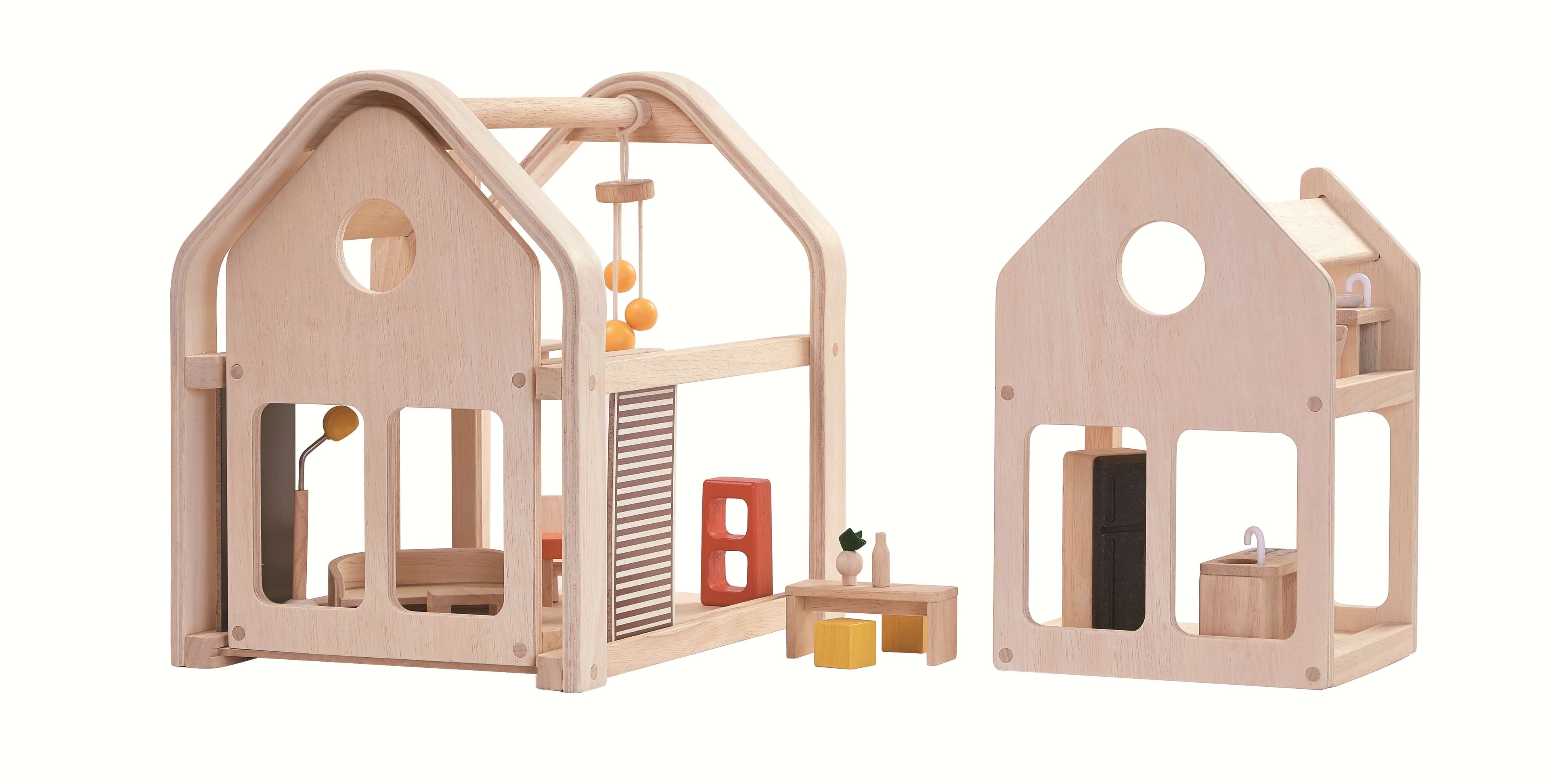 PlanToys Puppenhaus Möbliert zum Mitnehmen - Heldenspielzeug