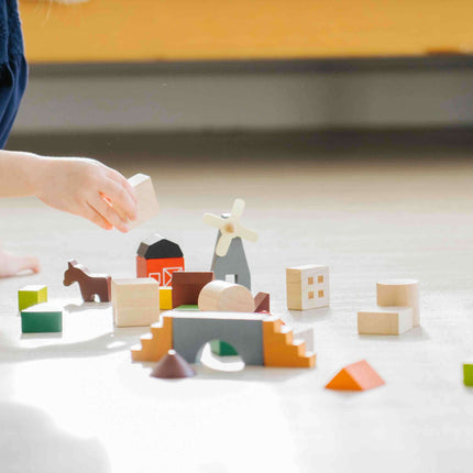 PlanToys Spielklötze Holzbausteine Dorf