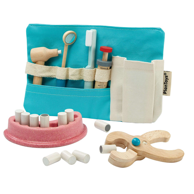 PlanToys Kinder Zahnarzt Set aus Holz (13 Teile)