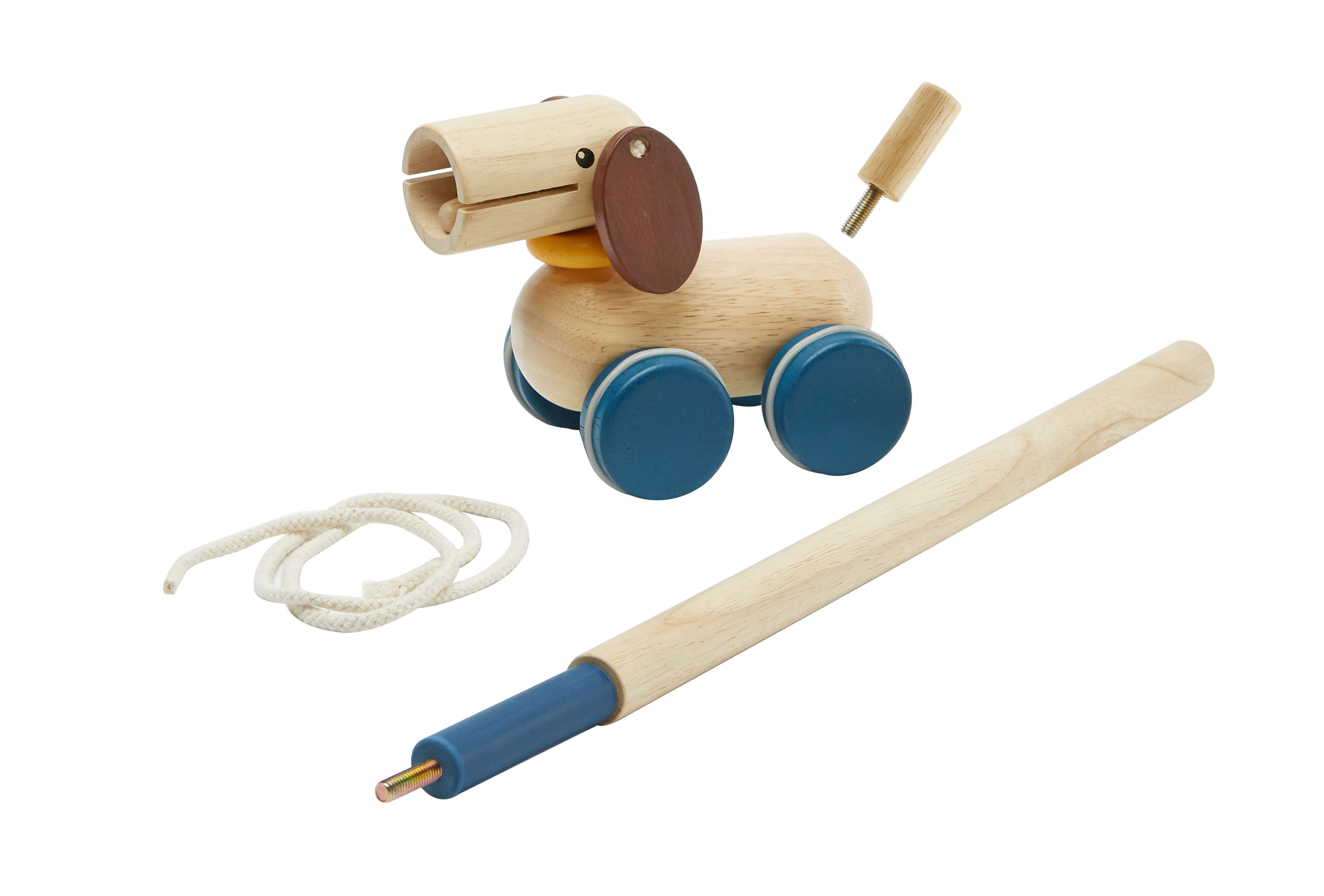 PlanToys Schiebe & Nachziehtier Hund - Heldenspielzeug