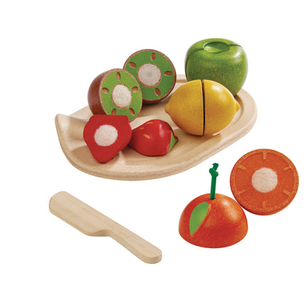 PlanToys Lernfrüchte Schneidebrett Obst schneiden