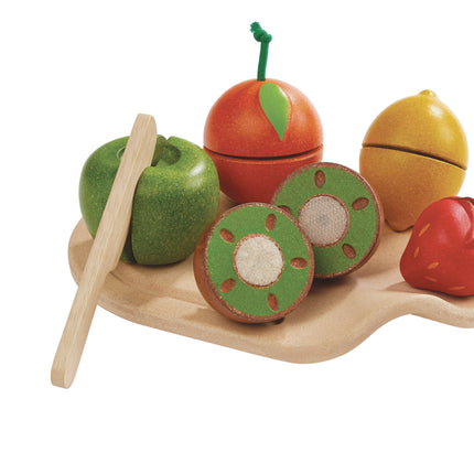 PlanToys Lernfrüchte Schneidebrett Obst schneiden
