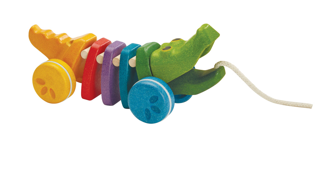 PlanToys Nachziehtier Krokodil Bunt - Heldenspielzeug