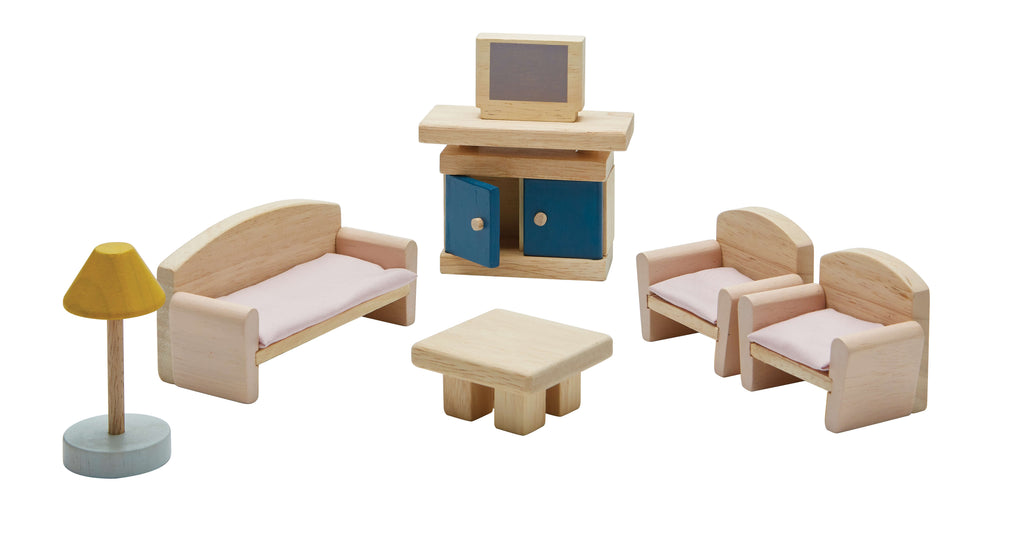 PlanToys Puppenhausmöbel Wohnzimmer Orchard - Heldenspielzeug
