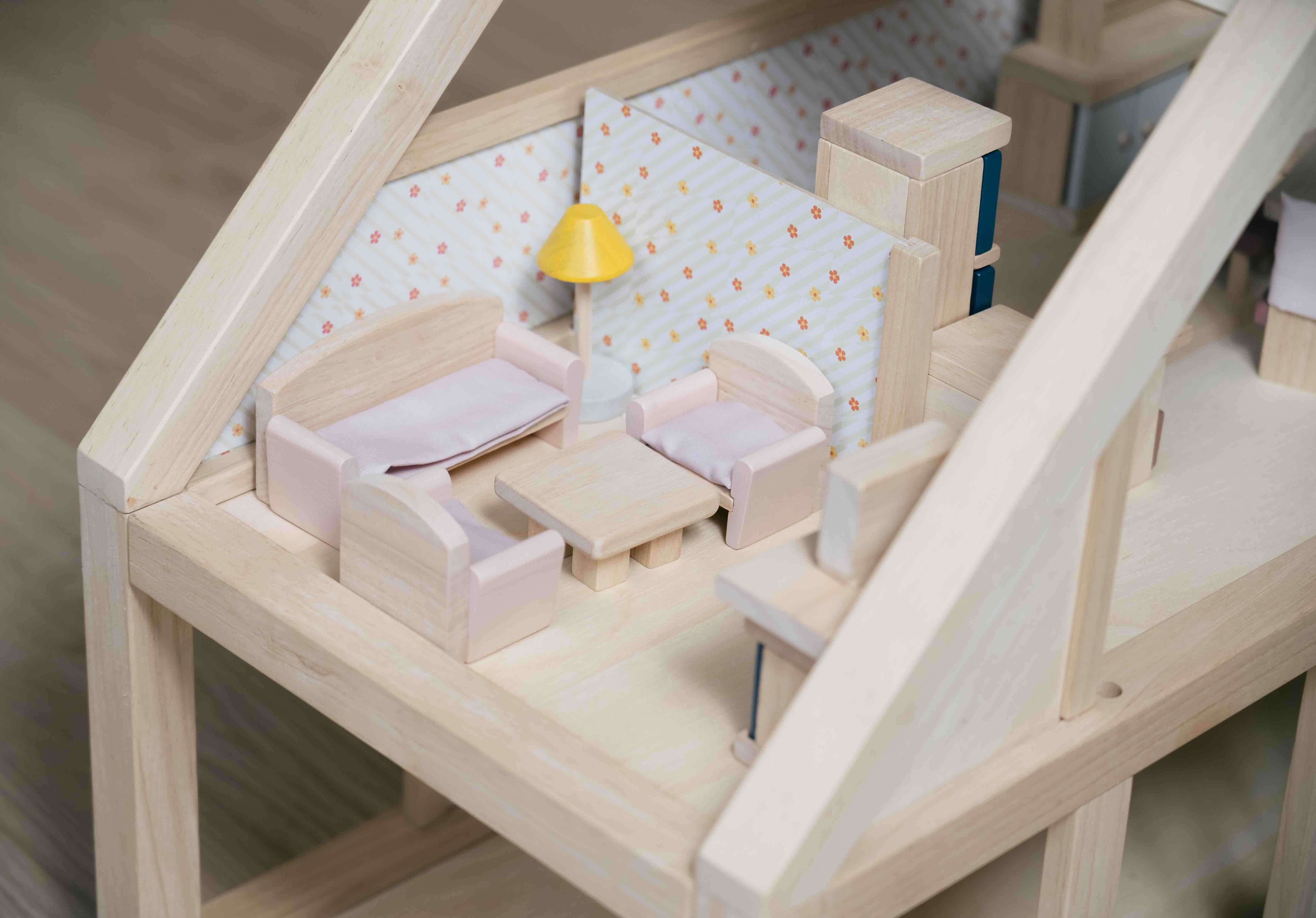 PlanToys Puppenhausmöbel Wohnzimmer Orchard - Heldenspielzeug