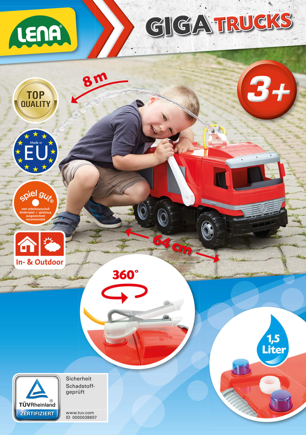 Lena GIGA TRUCKS Feuerwehr mit Pumpe - Heldenspielzeug
