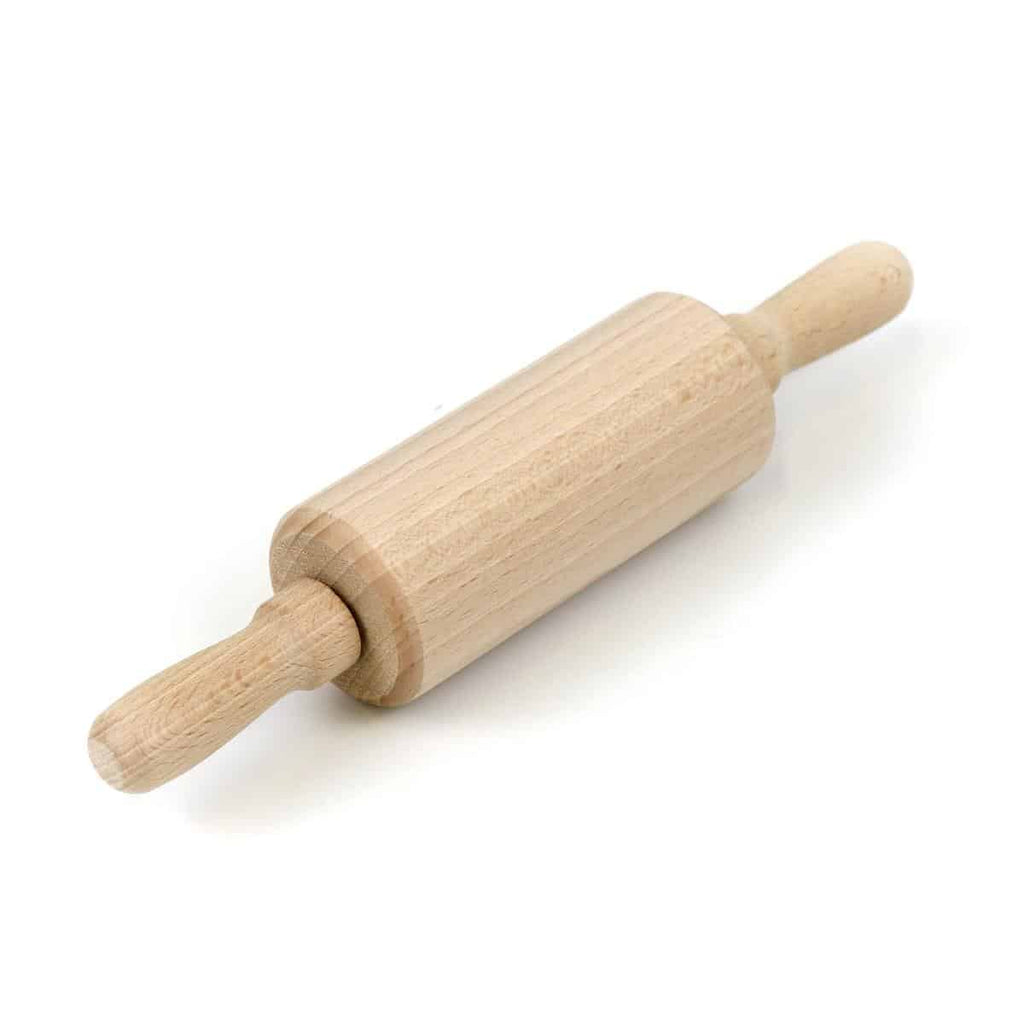 NeoGrün Teigrolle aus Holz mit Stahlachse - Heldenspielzeug