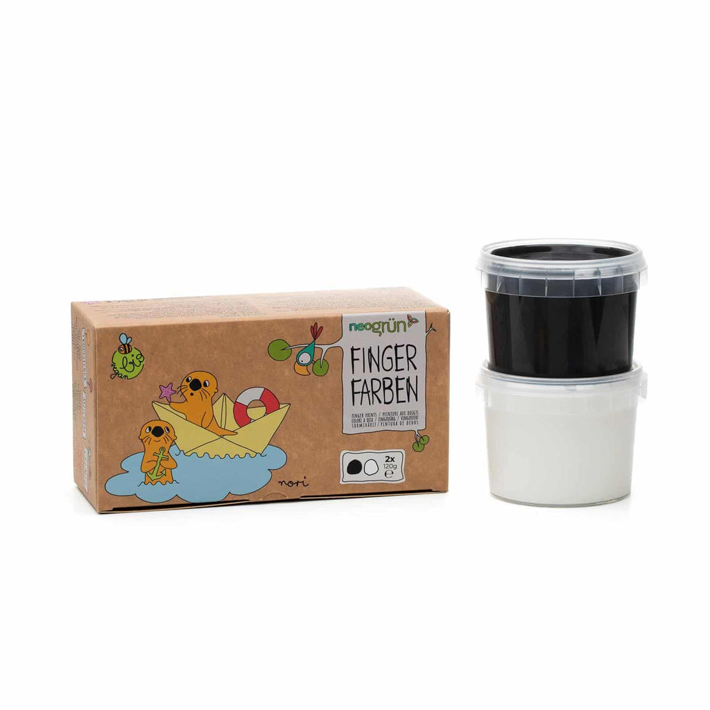NeoGrün Bio-Fingerfarben vegan - 2er Set "Nori" - schwarz/weiß - Heldenspielzeug