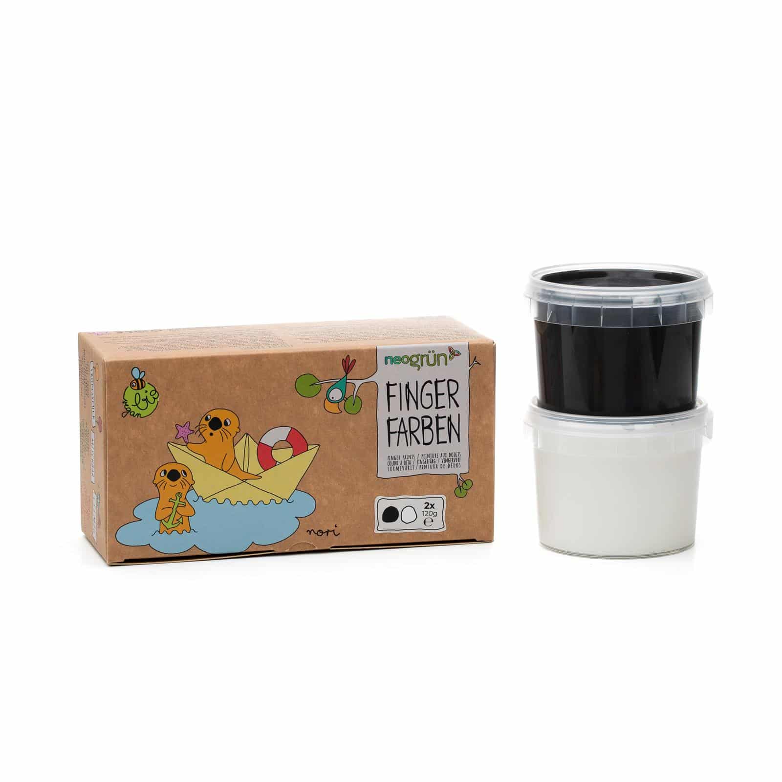 NeoGrün Bio-Fingerfarben vegan - 2er Set "Nori" - schwarz/weiß - Heldenspielzeug