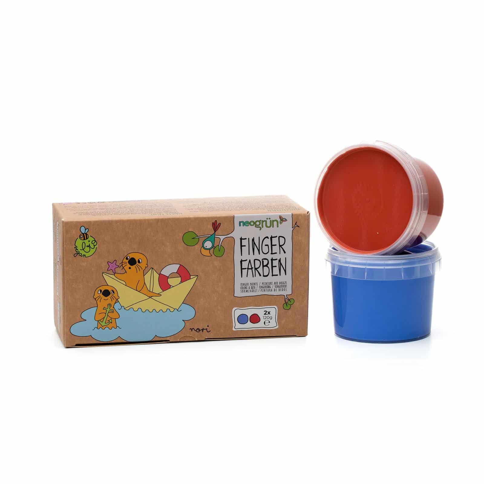 NeoGrün Bio-Fingerfarben vegan - 2er Set "Nori" - blau/rot - Heldenspielzeug