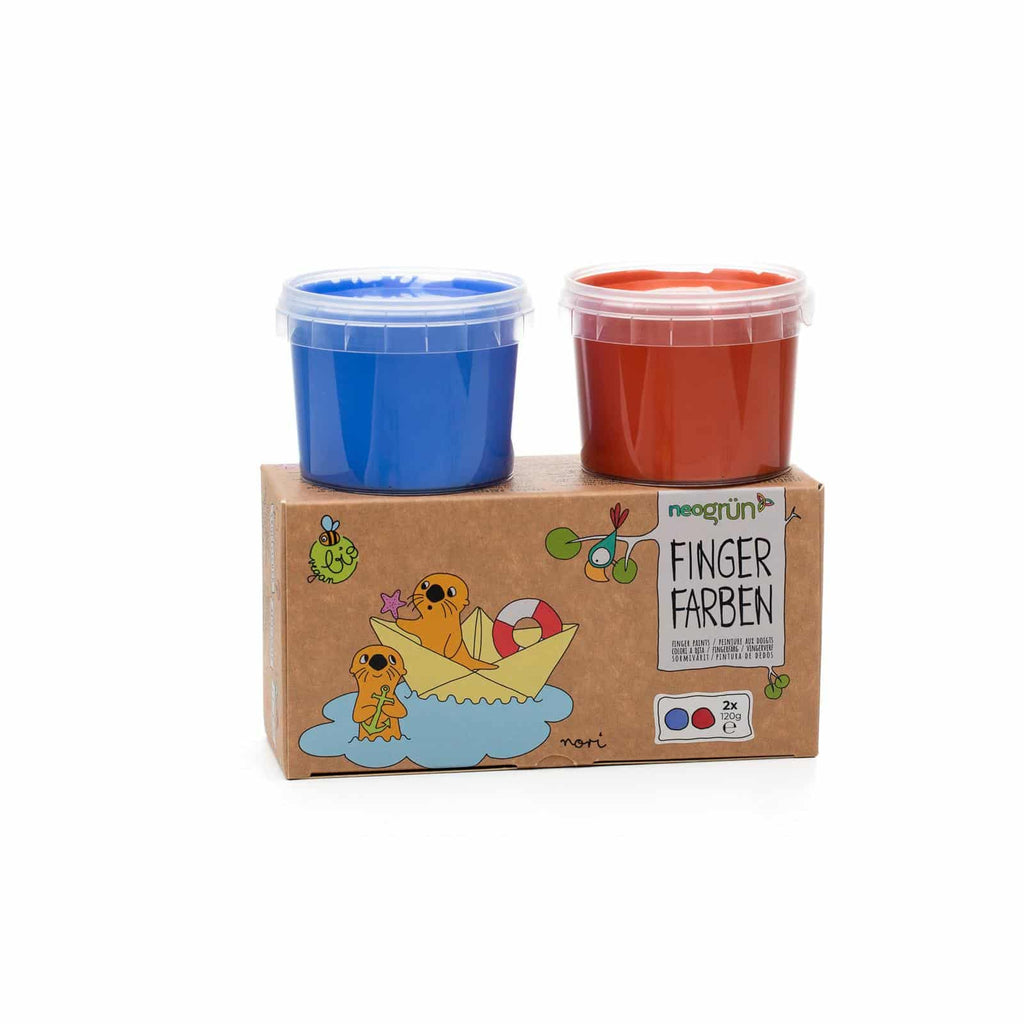 NeoGrün Bio-Fingerfarben vegan - 2er Set "Nori" - blau/rot - Heldenspielzeug