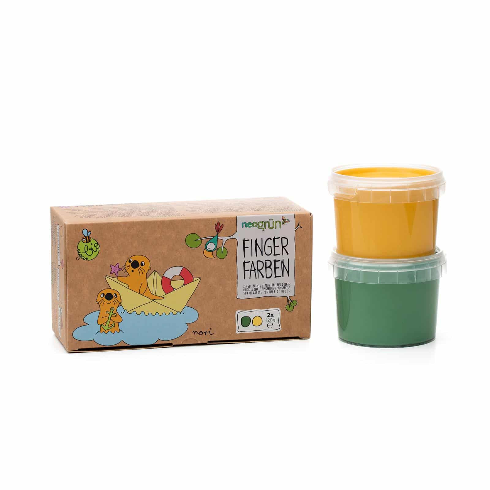 NeoGrün Bio-Fingerfarben vegan - 2er Set "Nori" - grün/gelb - Heldenspielzeug