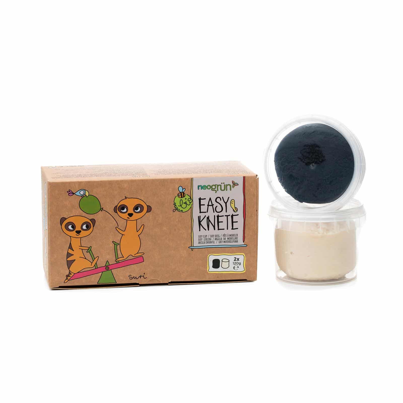 NeoGrün Bio Easy-Knete vegan - 2er Set "Suri" - schwarz/weiß - Heldenspielzeug