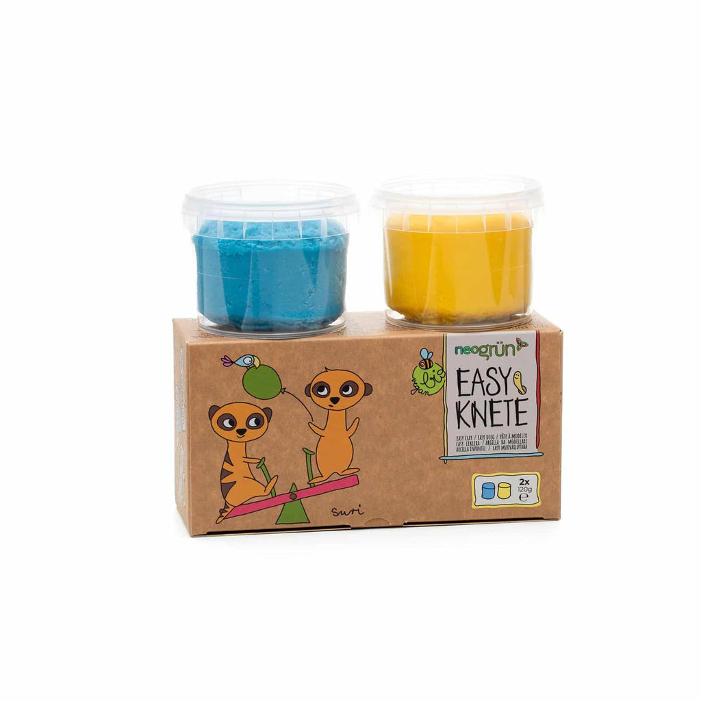 NeoGrün Bio Easy-Knete vegan - 2er Set "Suri" - blau/gelb - Heldenspielzeug