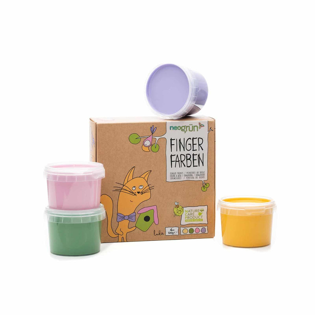 NeoGrün Bio-Fingerfarben vegan - 4er Set "Luka" - Heldenspielzeug