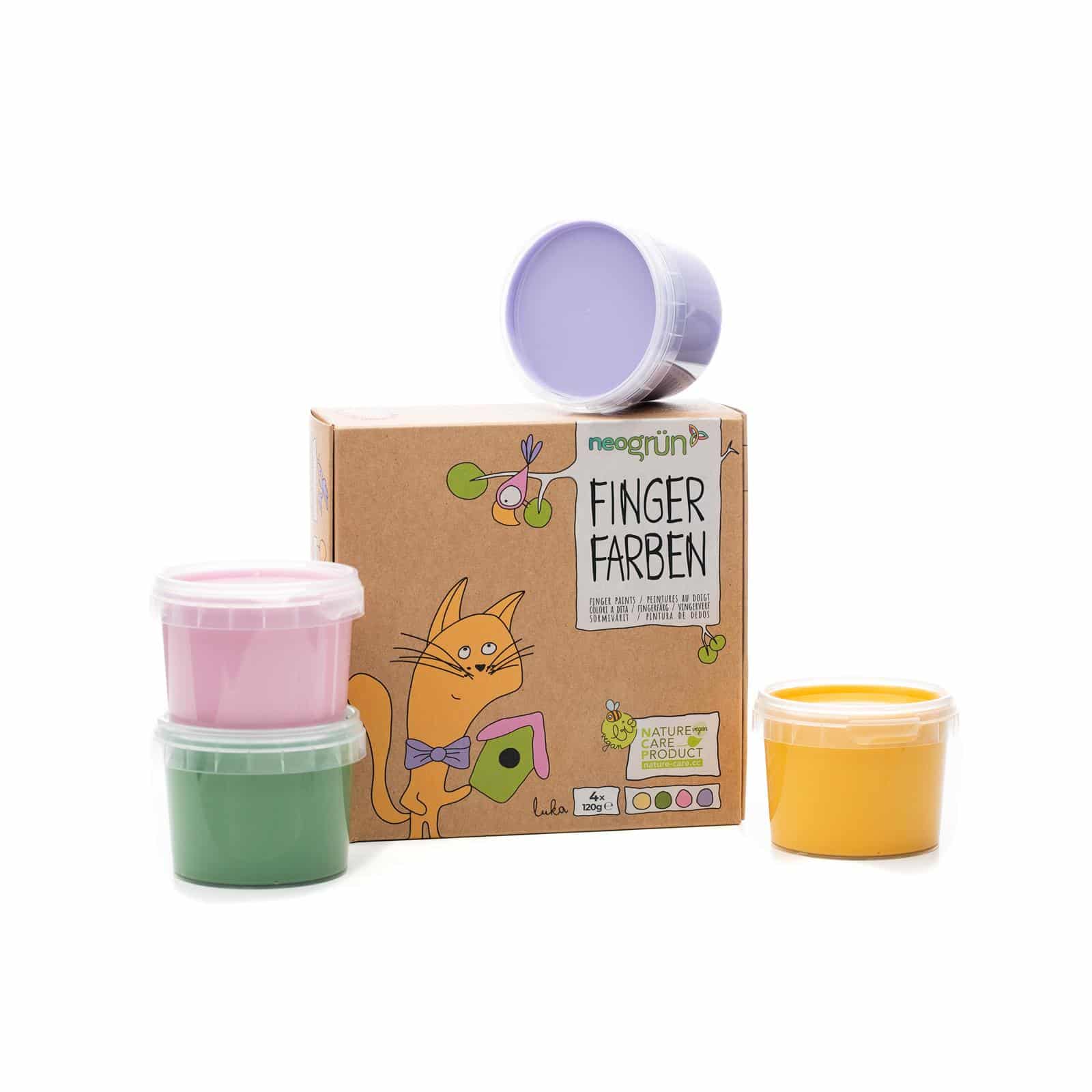 NeoGrün Bio-Fingerfarben vegan - 4er Set "Luka" - Heldenspielzeug