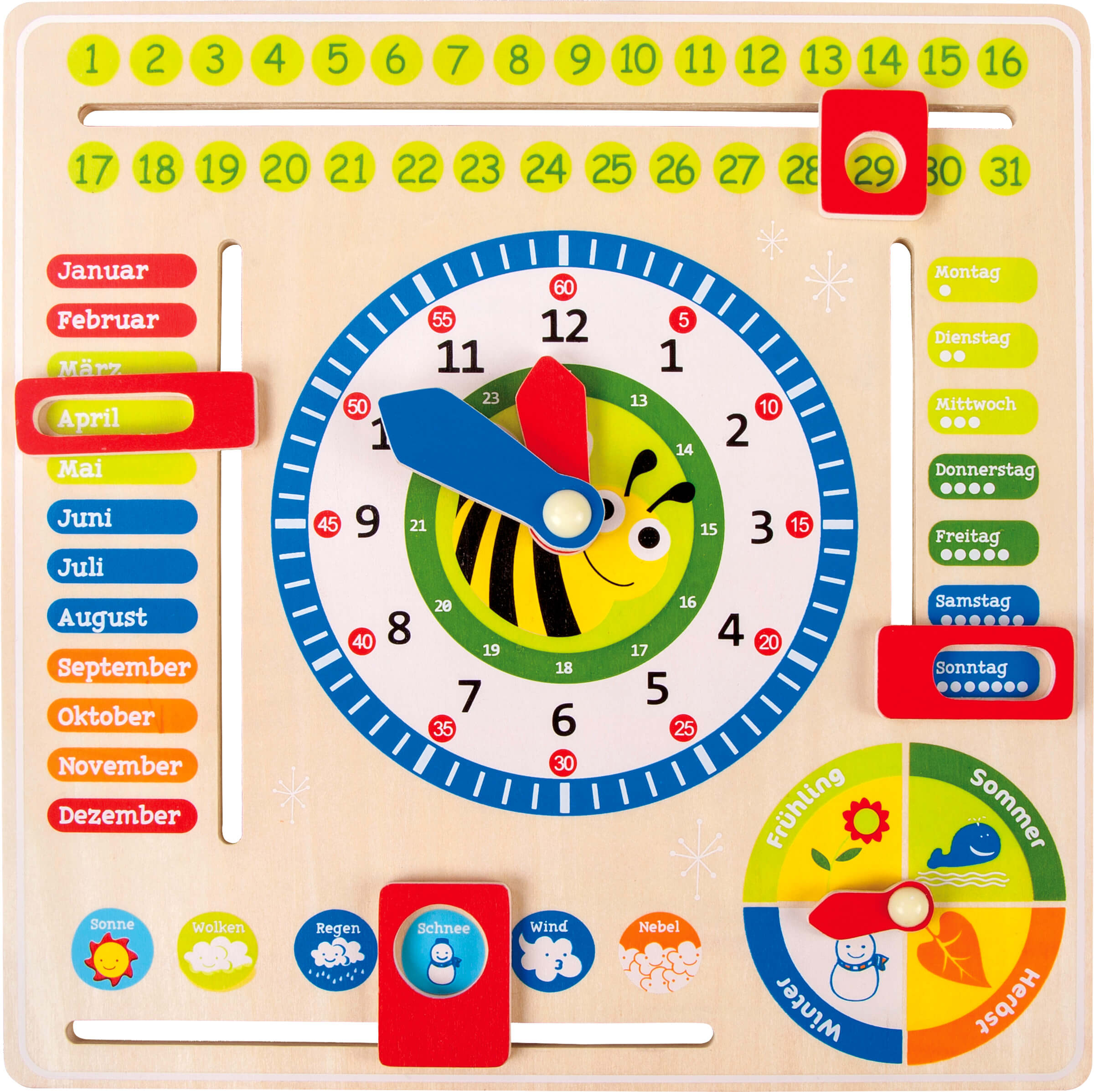 Small Foot Lerntafel Datum, Uhr- & Jahreszeiten DE