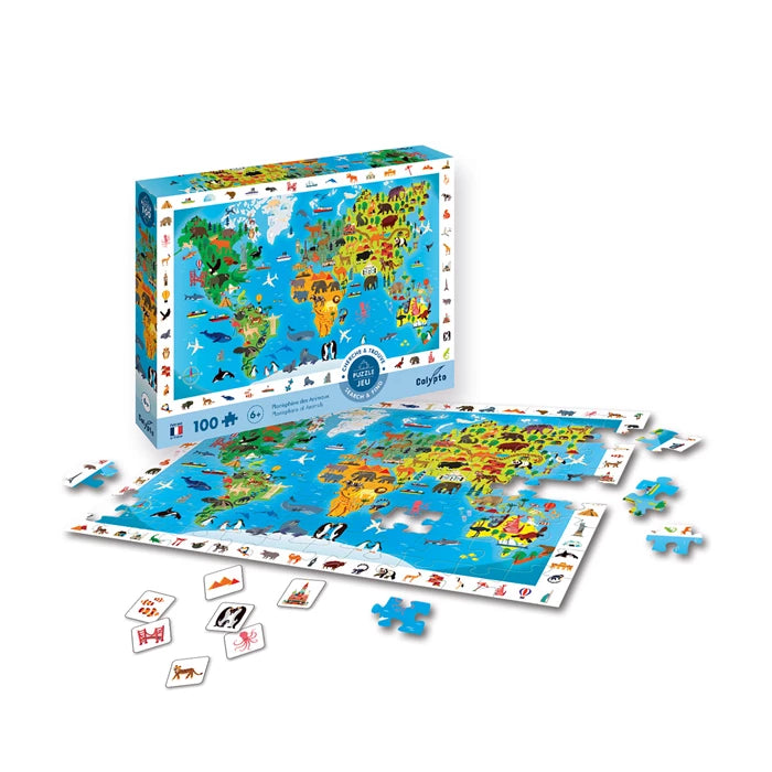 Calypto Tierweltkarte 100 XL Teile Puzzle