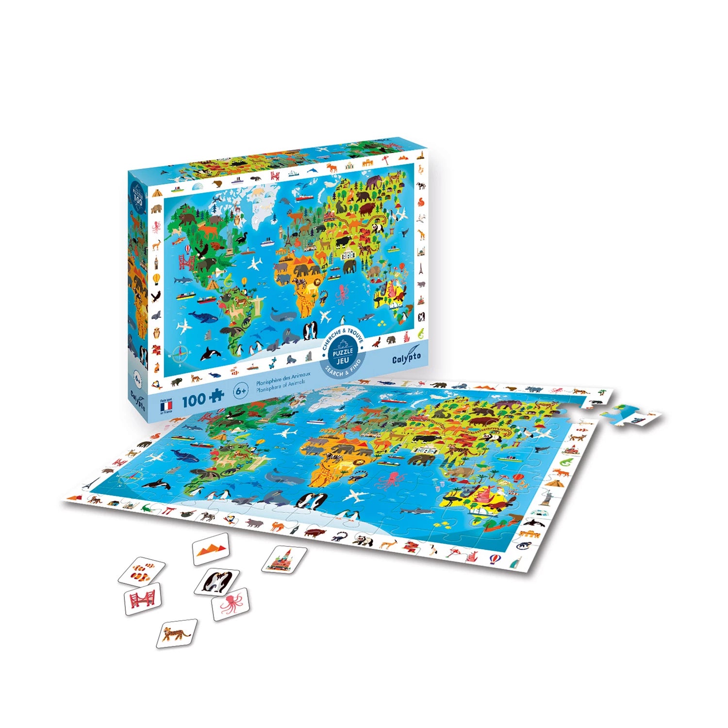 Calypto Tierweltkarte 100 XL Teile Puzzle