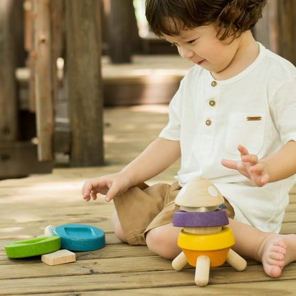 PlanToys Stapelrakete aus Holz Stapelspielzeug