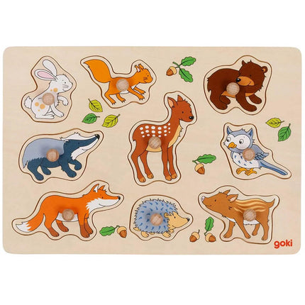 Goki Steckpuzzle Holz Waldtiere 9 Teile