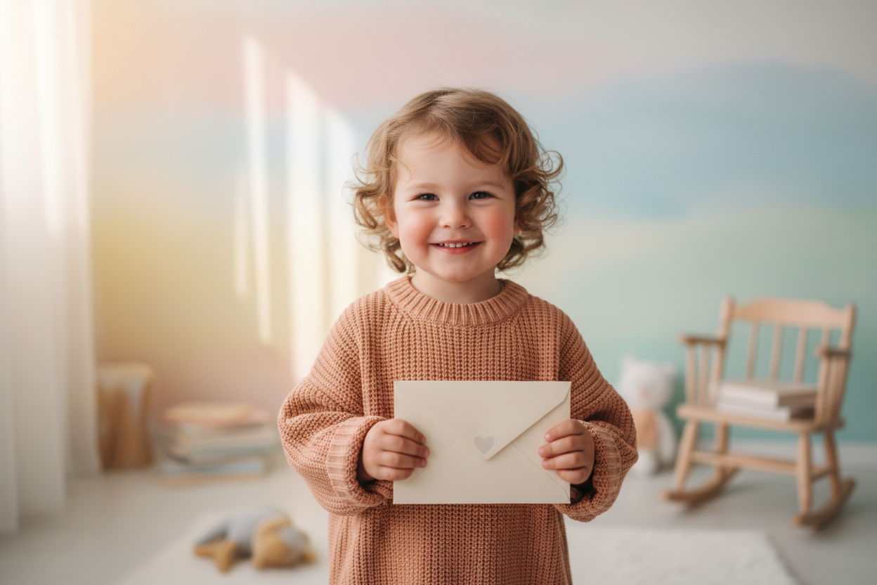 Kind mit Briefumschlag