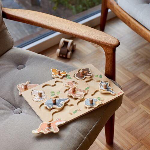 Goki Steckpuzzle Holz Waldtiere 9 Teile